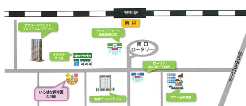 いろはな保育園　市川南への地図