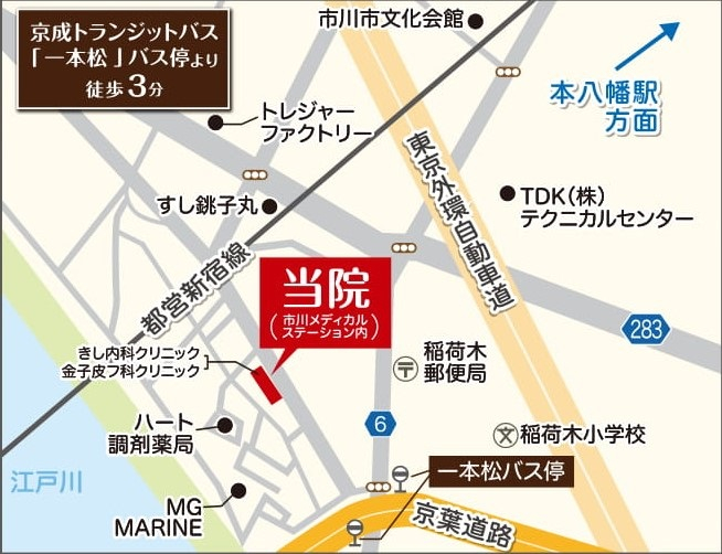 医療法人社団富士梨 ペア歯科医院市川診療所への地図