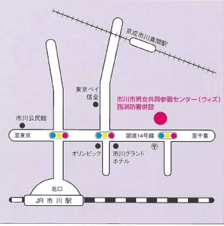 市川市男女共同参画センター　５階　研修室Cへの地図